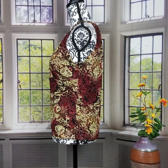 💖💖2 FOR $20💖💖 E BY ECI SLEEVELESS BEADED BURGUNDY & SAGE TOP (M) - Picture 5 of 9